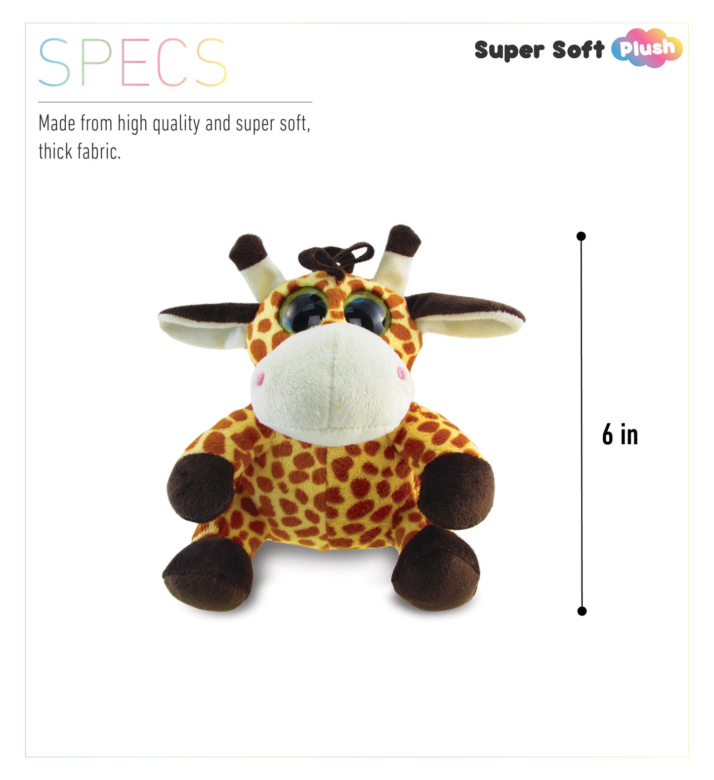 BIG EYE 6" PLUSH - GIRAFFE
