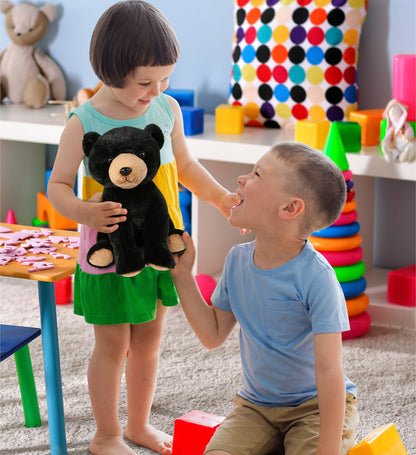 SUPER-SOFT PLUSH - FLOPPY BLACK BEAR 9"