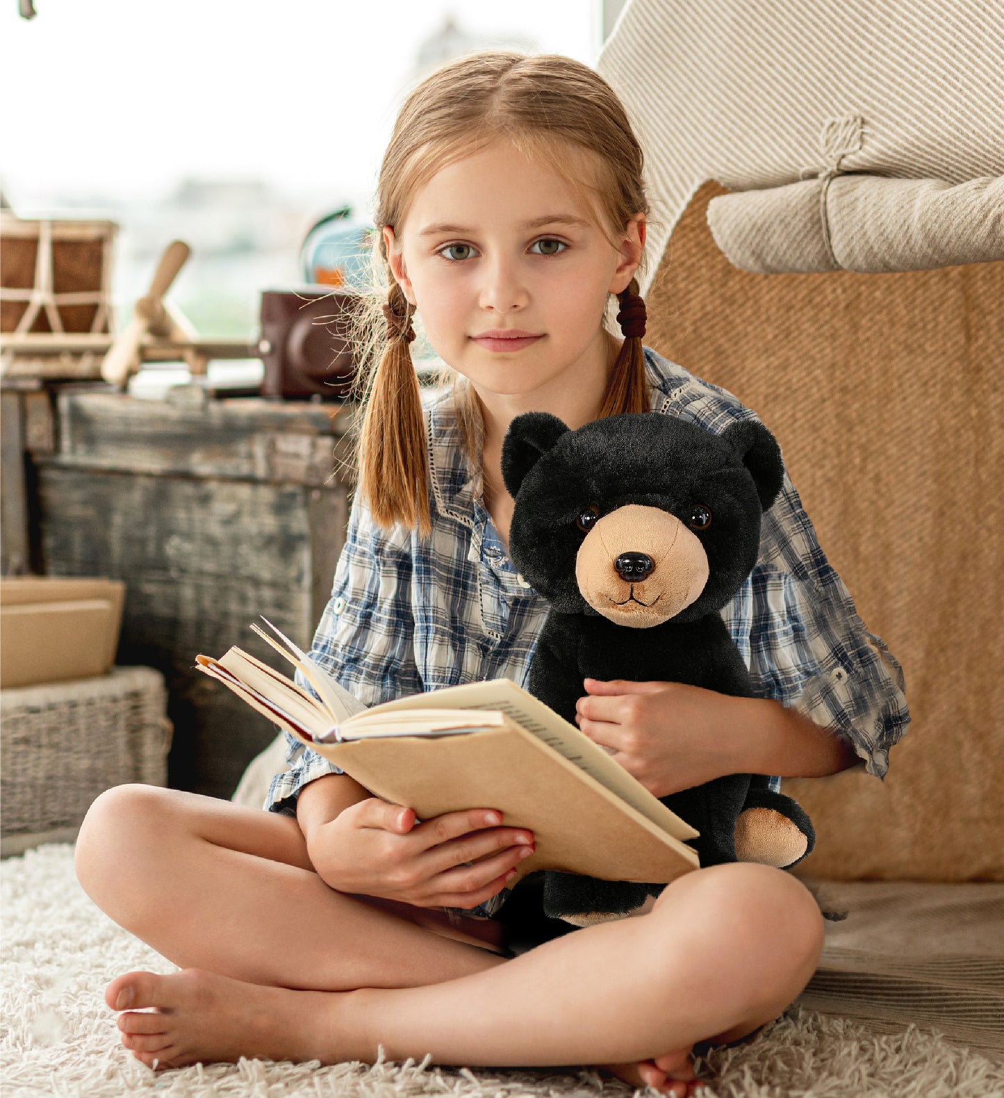 SUPER-SOFT PLUSH - FLOPPY BLACK BEAR 9"
