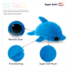 BIG EYE 6" PLUSH - DOLPHIN