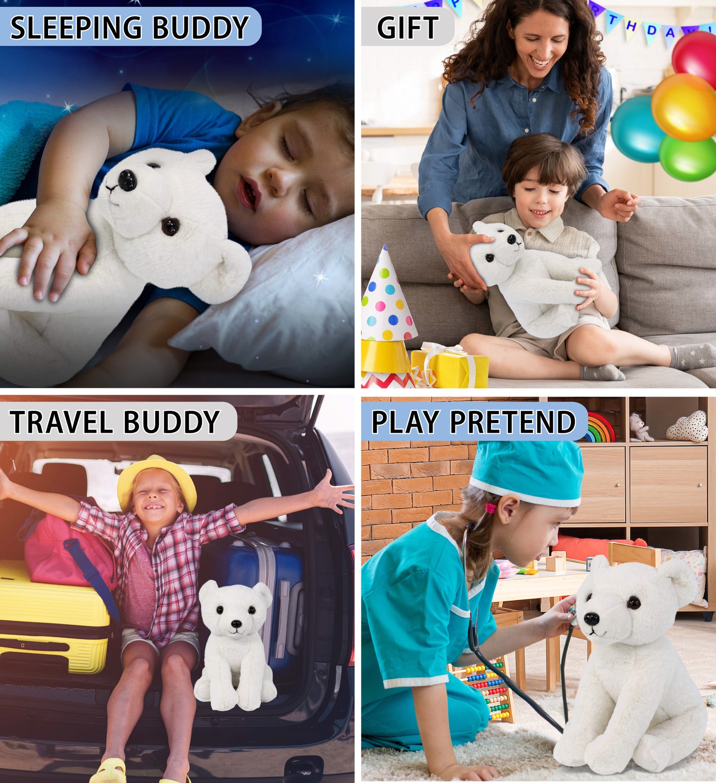 SUPER-SOFT PLUSH - FLOPPY POLAR BEAR 9"