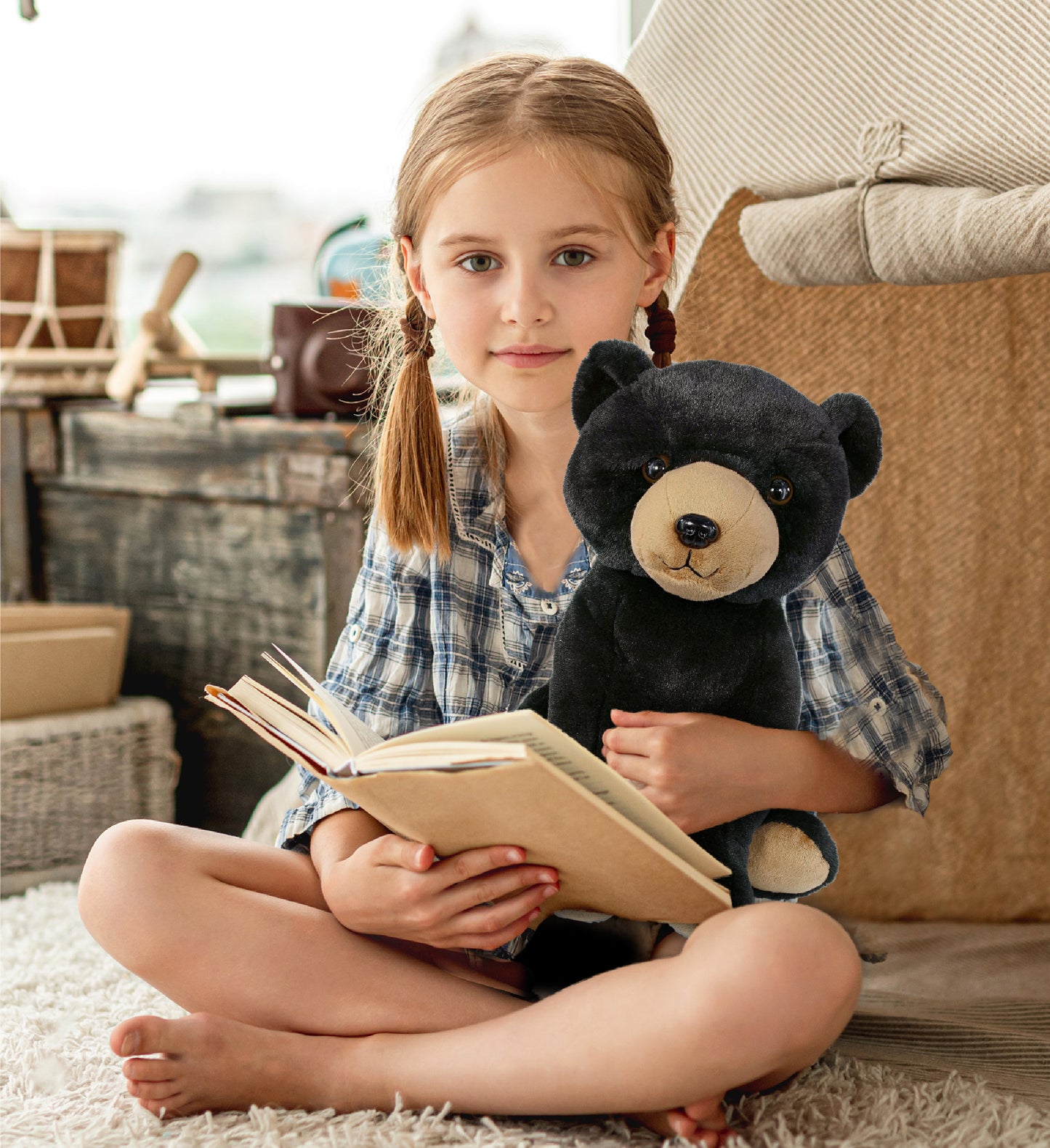 SUPER-SOFT PLUSH - LARGE FLOPPY BLACK BEAR 12"