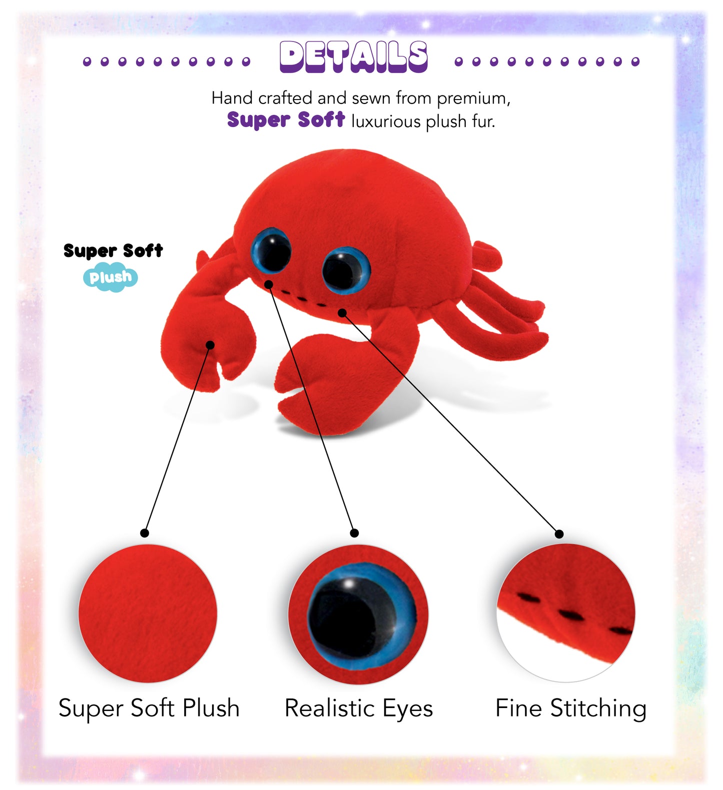 BIG EYE 6" PLUSH - RED CRAB