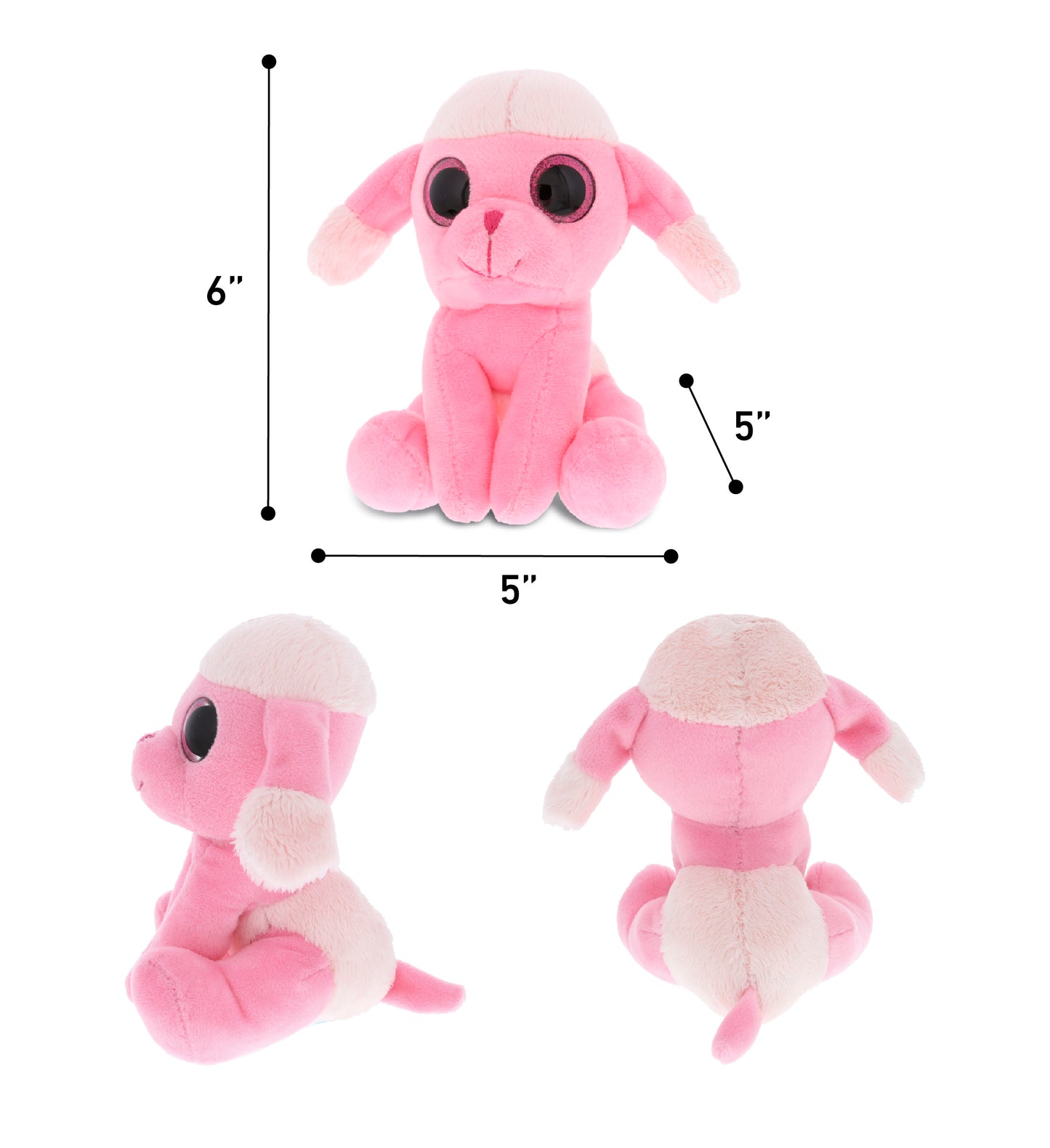 SPARKLE EYES PLUSH - SMALL PINK POODLE DOG