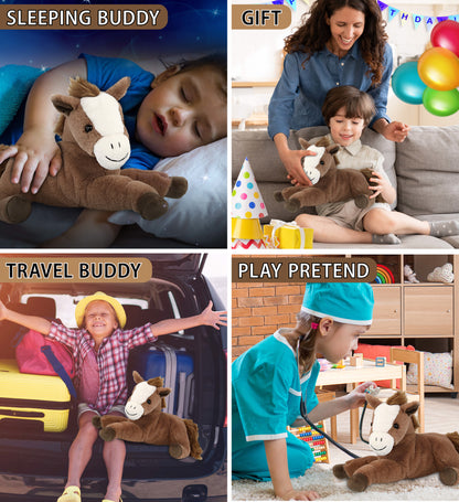 SUPER-SOFT PLUSH - LAYING BROWN HORSE 12"