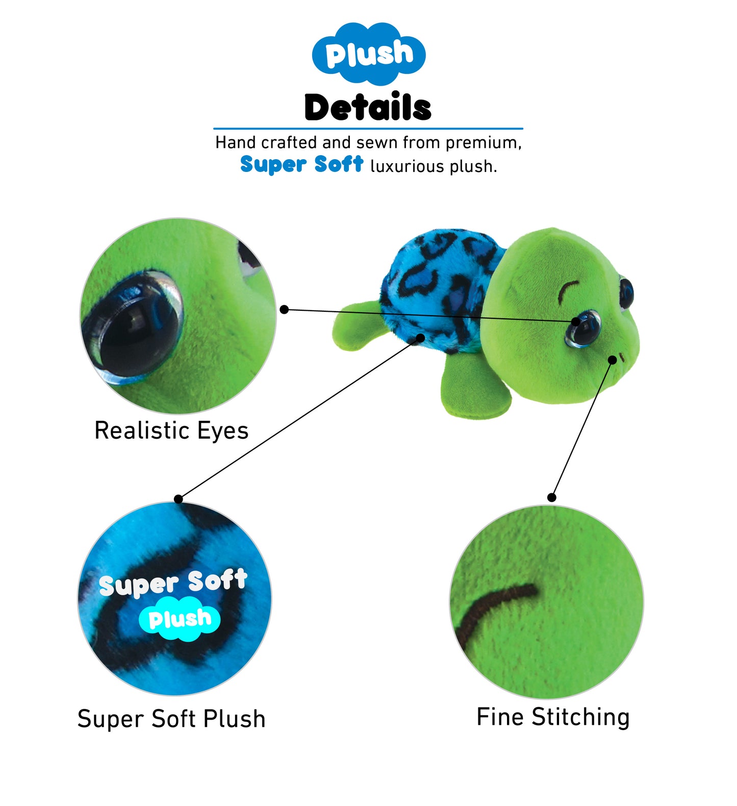BIG EYE 6" PLUSH - BLUE SHELL SEA TURTLE