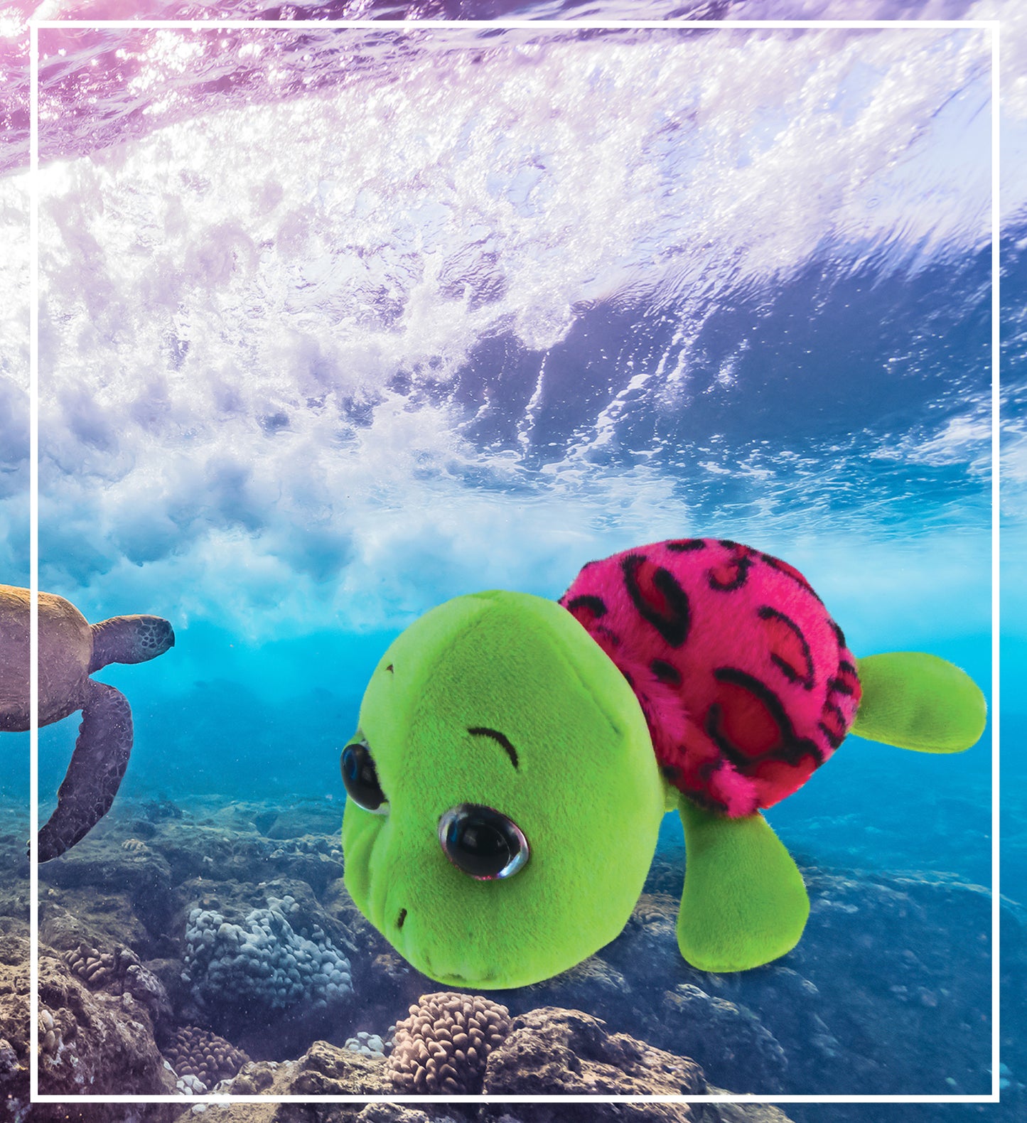 BIG EYE 6" PLUSH - PINK SHELL SEA TURTLE