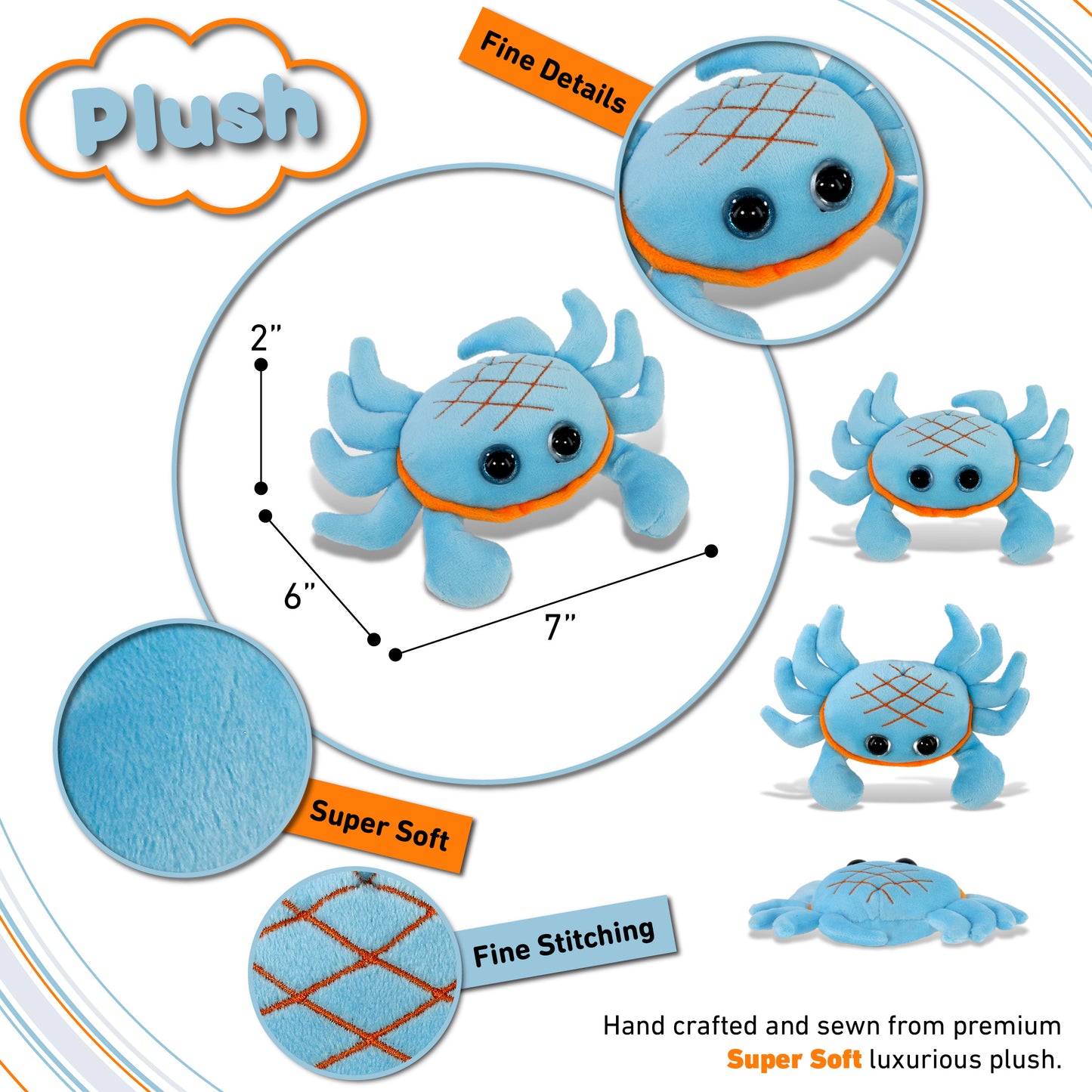 BIG EYE 6" PLUSH - BLUE CRAB