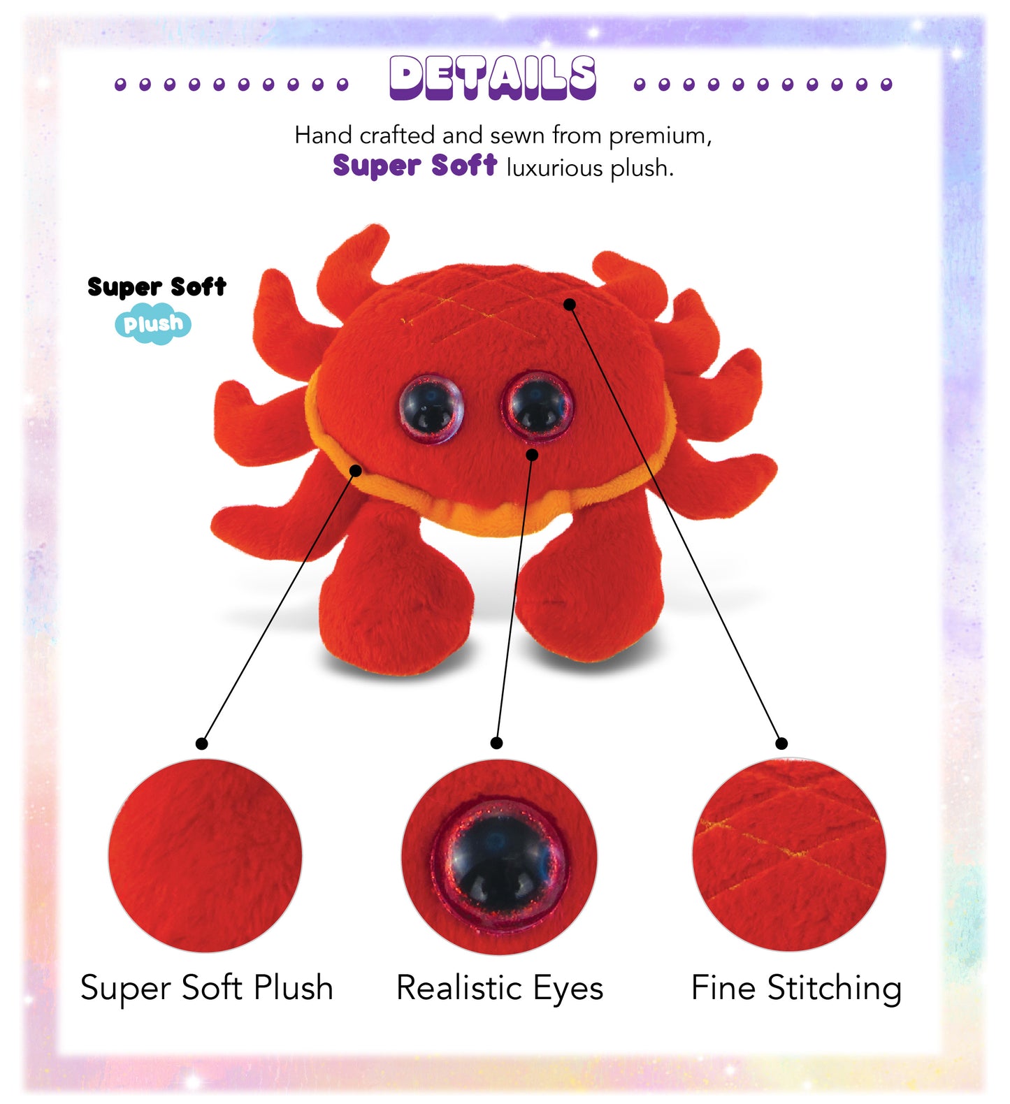 BIG EYE 6" PLUSH - RED CRAB