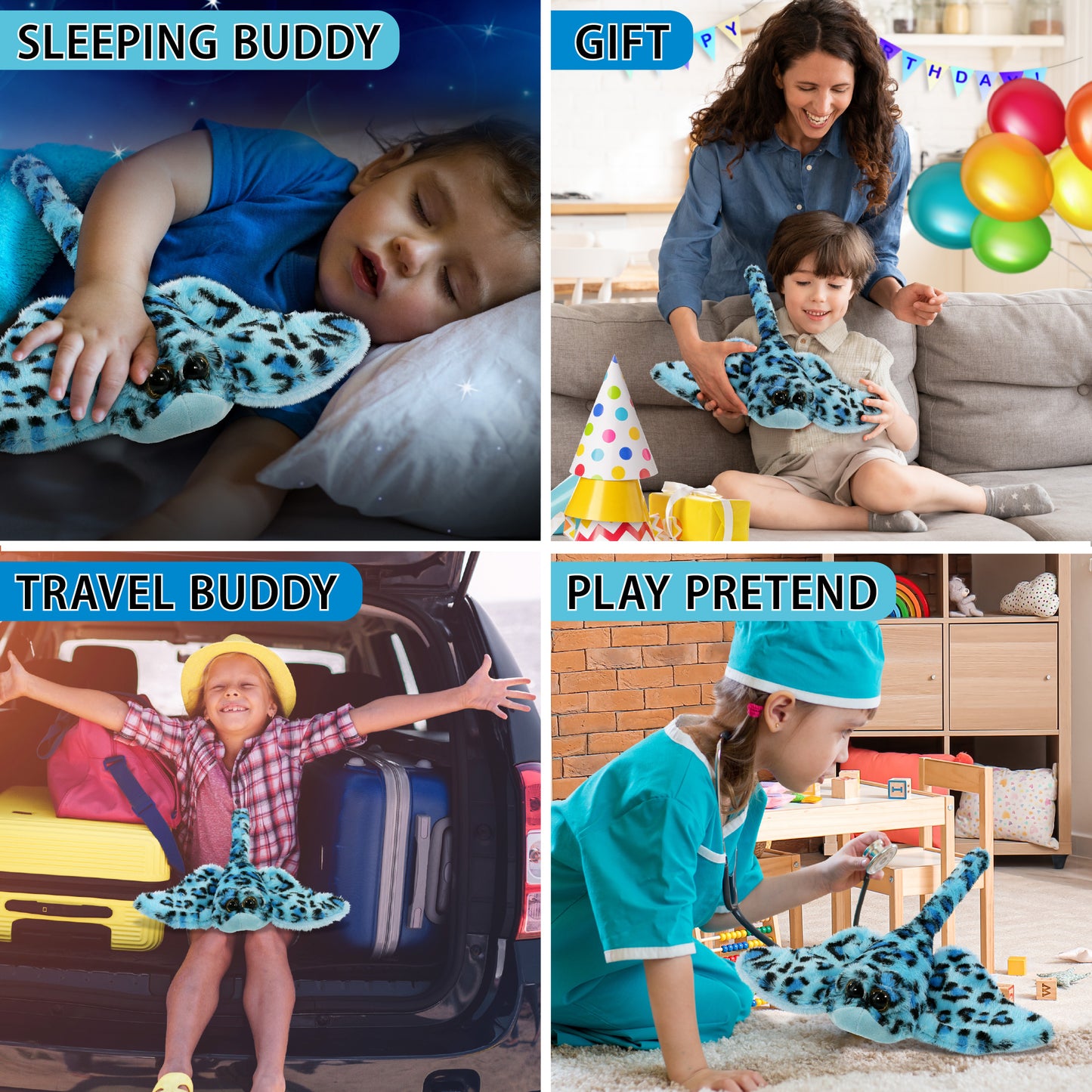 SUPER-SOFT PLUSH - BLUE STING RAY
