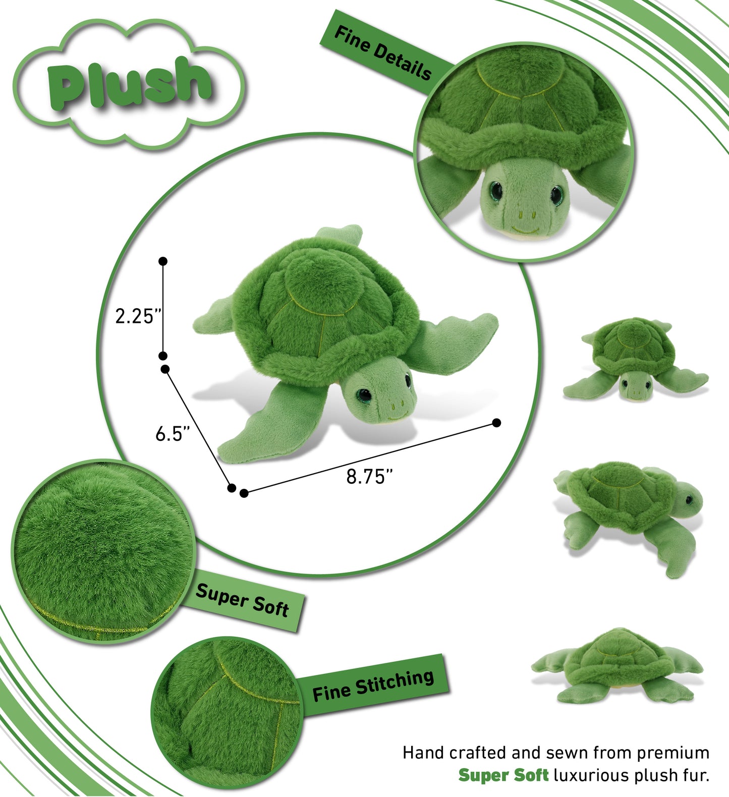 SUPER-SOFT PLUSH - GREEN SEA TURTLE 6.5"