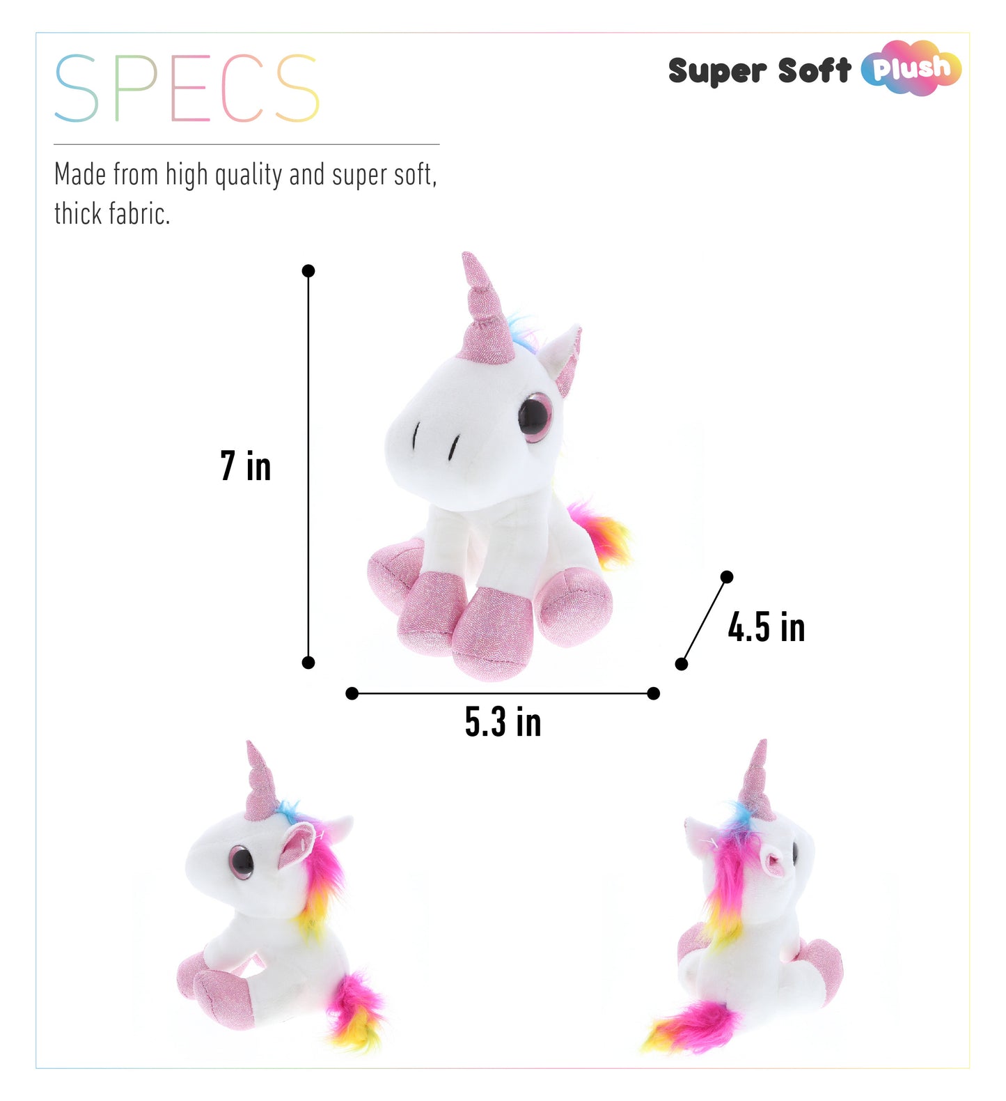 SPARKLE EYES PLUSH - WHITE UNICORN