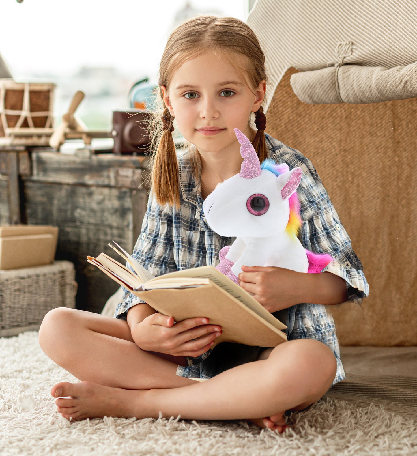 SPARKLE EYES PLUSH - WHITE UNICORN