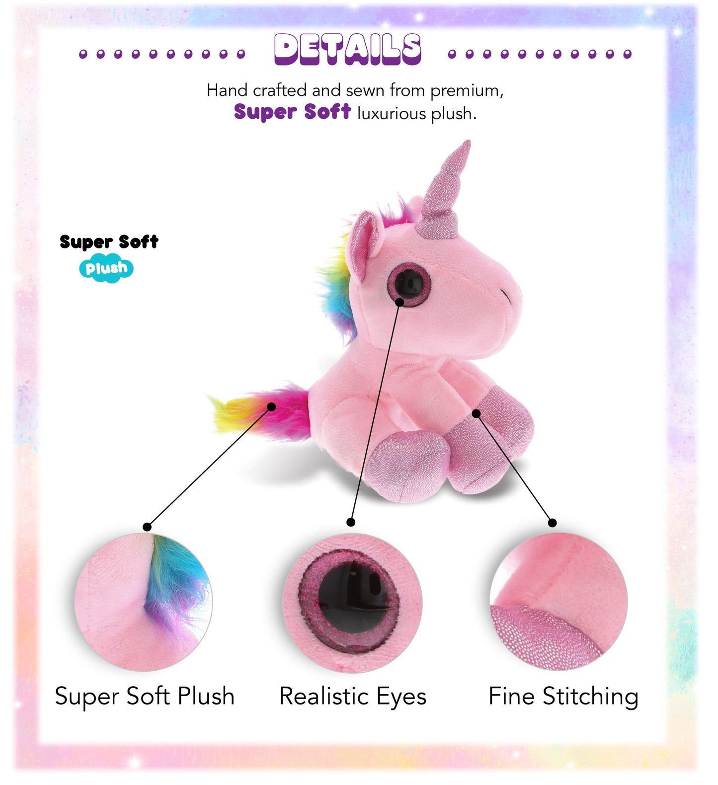 SPARKLE EYES PLUSH - PINK UNICORN