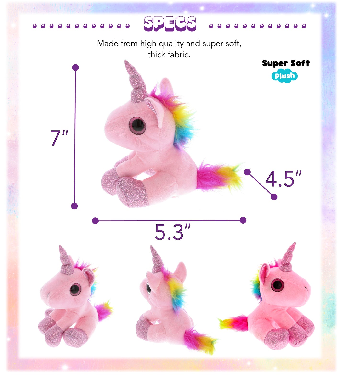 SPARKLE EYES PLUSH - PINK UNICORN