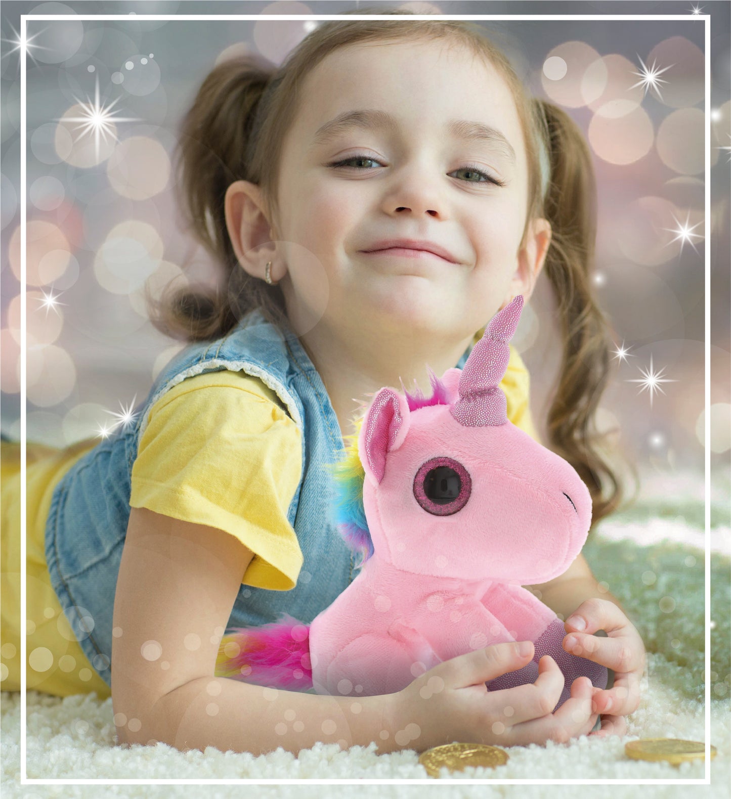 SPARKLE EYES PLUSH - PINK UNICORN