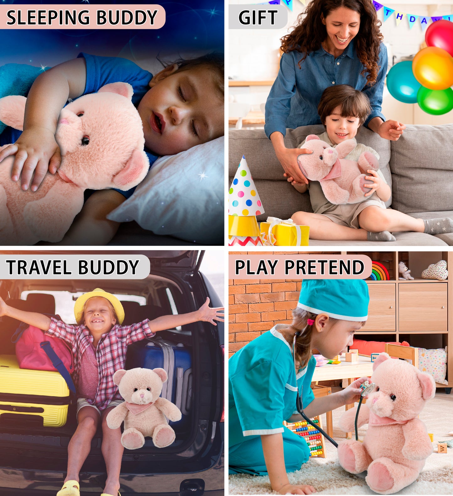 SUPER-SOFT PLUSH - BABY PINK BEAR 8"