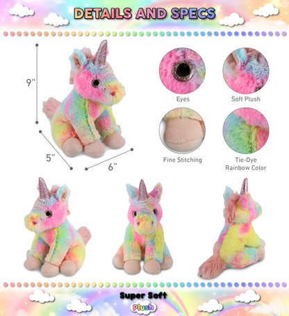 SUPER-SOFT PLUSH - RAINBOW UNICORN 9"