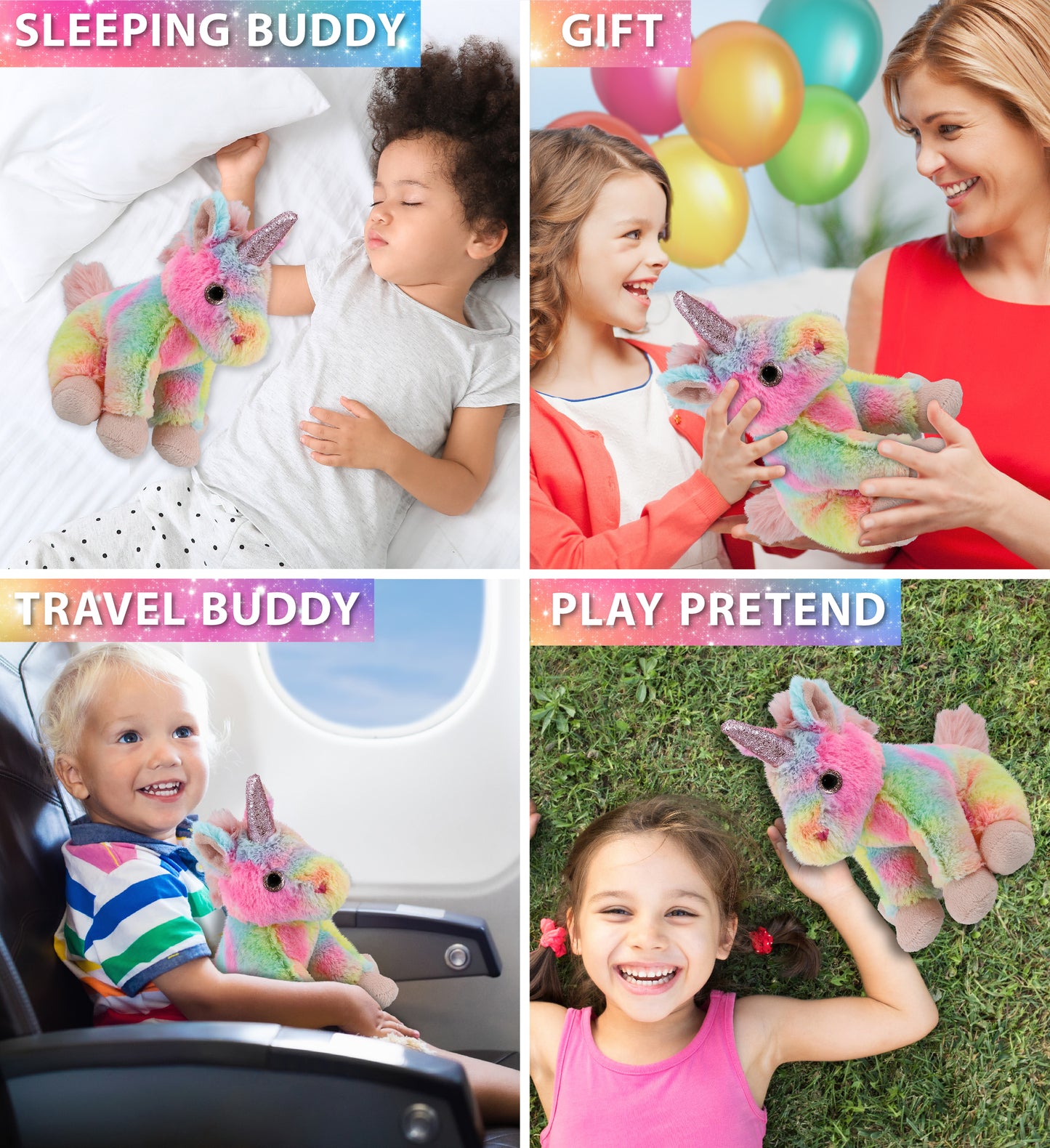 SUPER-SOFT PLUSH - RAINBOW UNICORN 9"