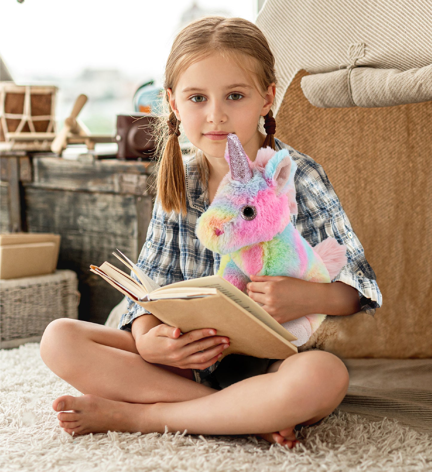 SUPER-SOFT PLUSH - RAINBOW UNICORN 9"