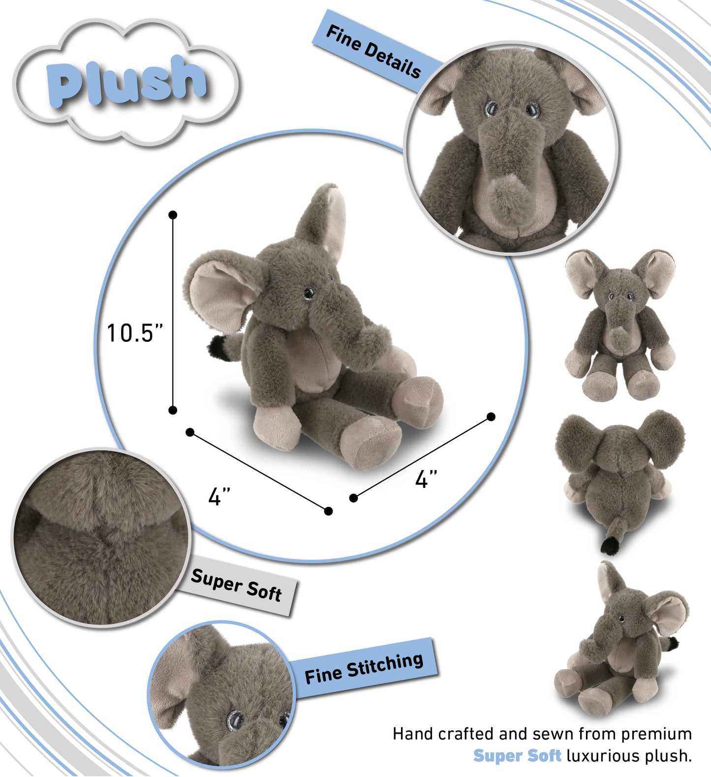 SUPER-SOFT PLUSH - LONG LEG ELEPHANT 10.5"