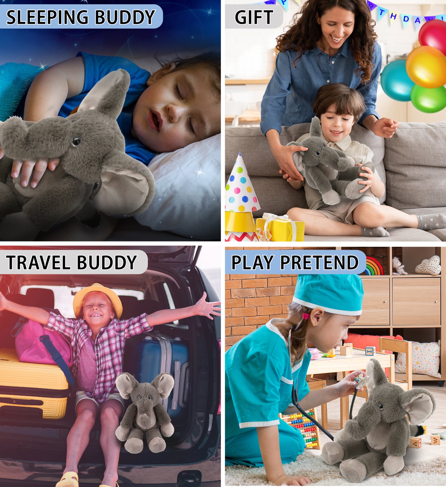 SUPER-SOFT PLUSH - LONG LEG ELEPHANT 10.5"