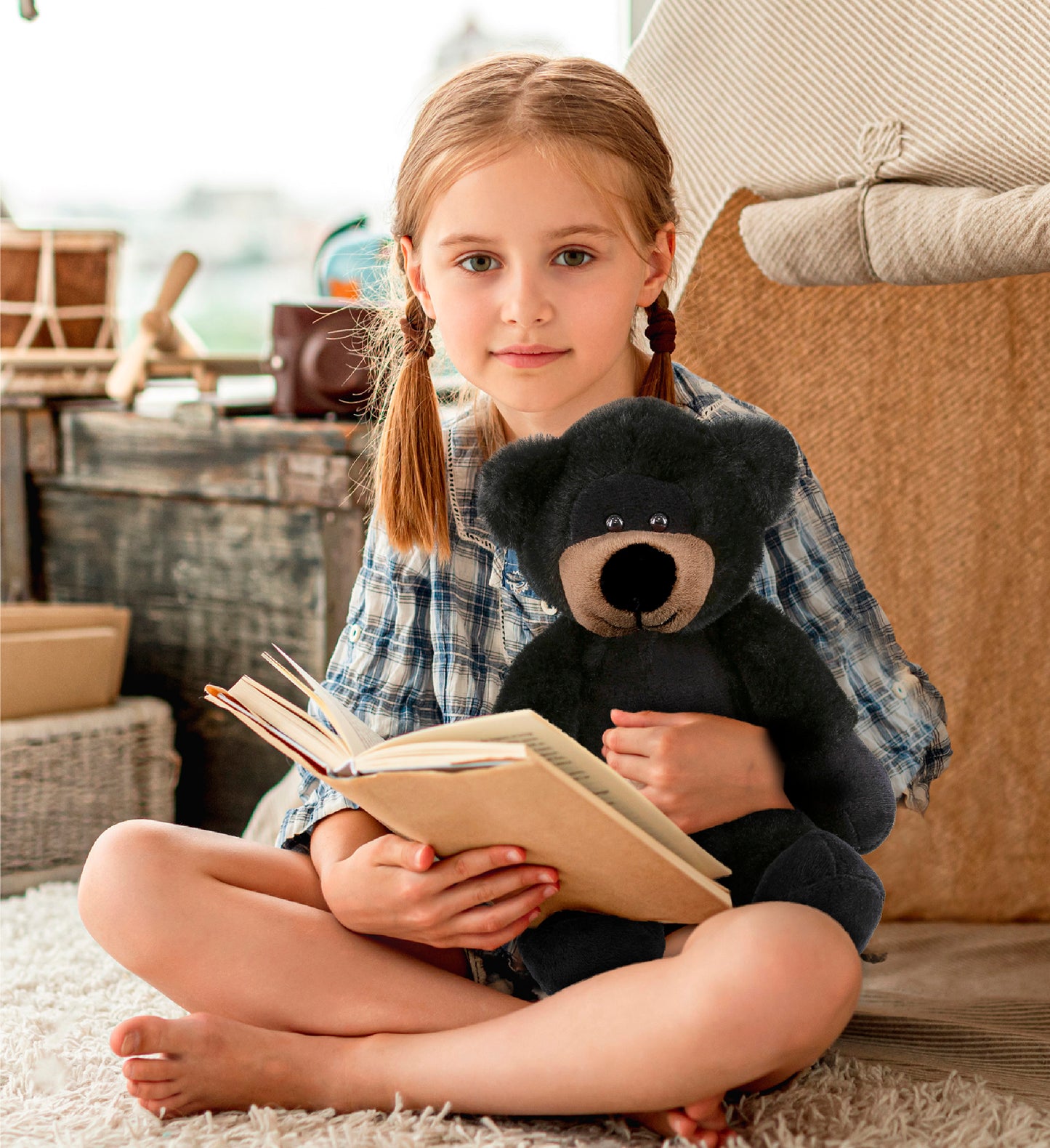 SUPER-SOFT PLUSH - LONG LEG BLACK BEAR 10.5"