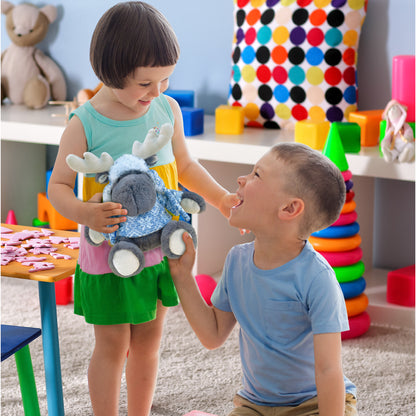 SUPER SOFT PLUSH WITH CLOTHES  - GREY MOOSE