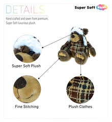 SUPER SOFT PLUSH WITH CLOTHES  - BROWN BEAR