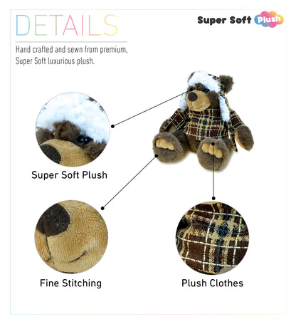 SUPER SOFT PLUSH WITH CLOTHES  - BROWN BEAR
