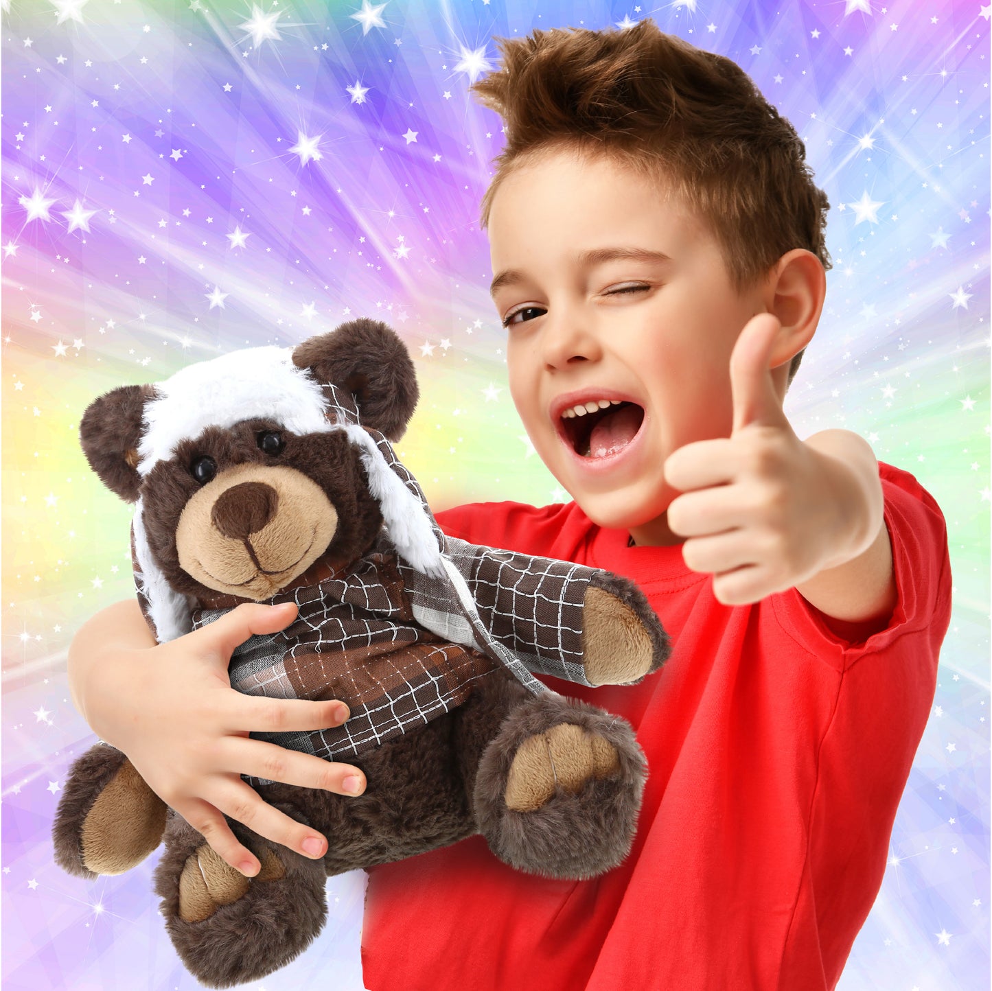 SUPER SOFT PLUSH WITH CLOTHES  - BROWN BEAR