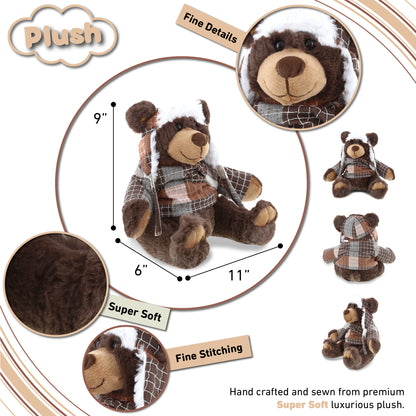 SUPER SOFT PLUSH WITH CLOTHES  - BROWN BEAR