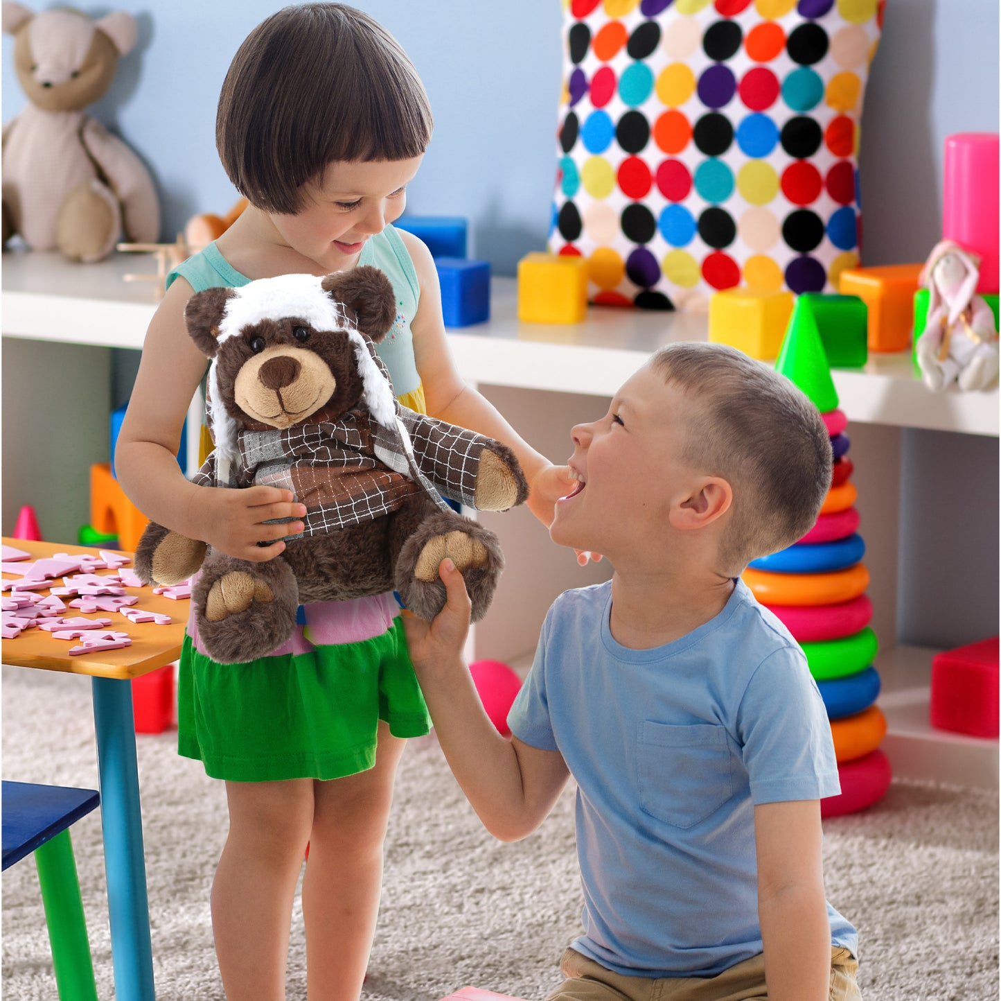 SUPER SOFT PLUSH WITH CLOTHES  - BROWN BEAR