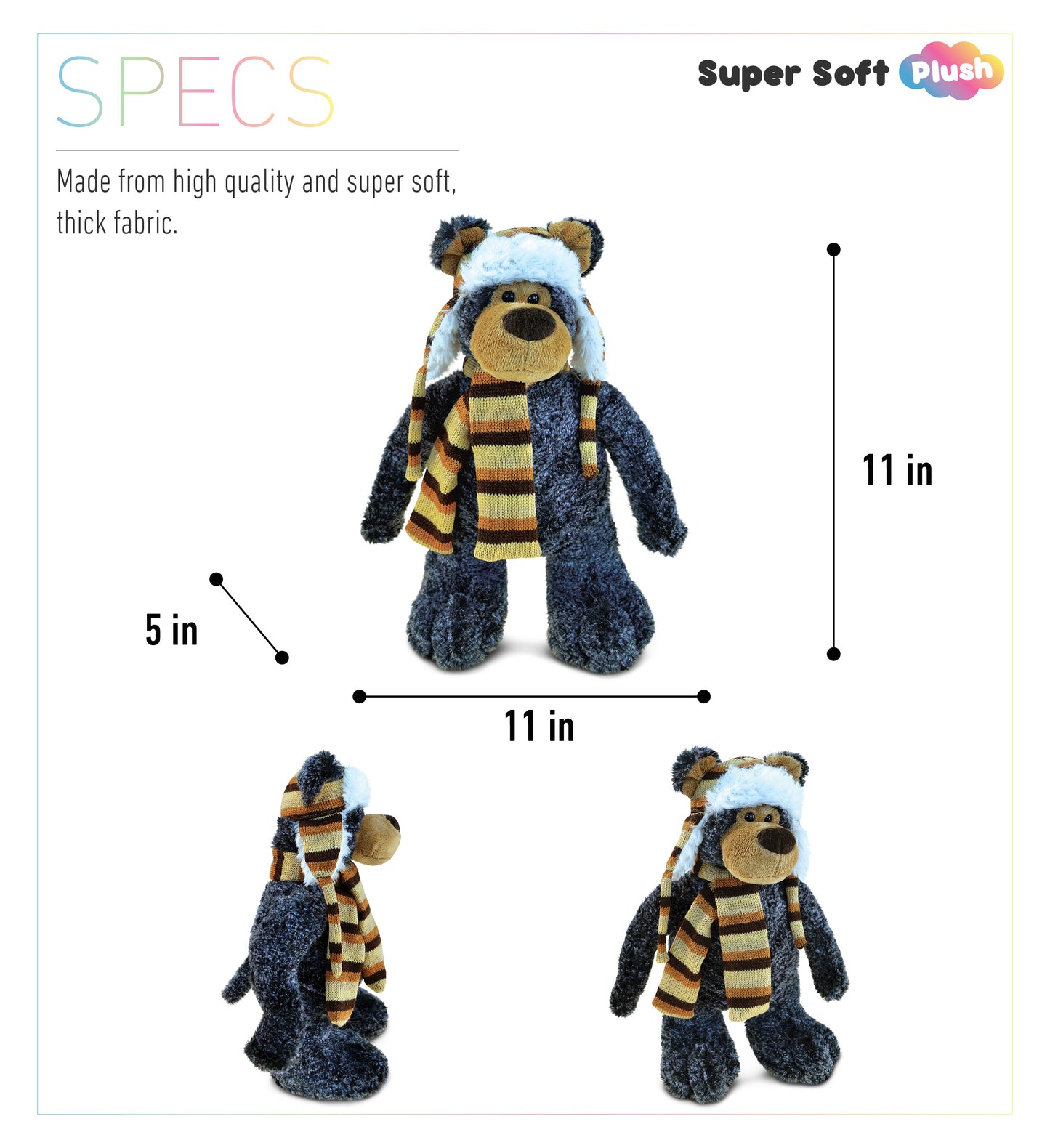 SUPER SOFT PLUSH WITH CLOTHES  - STANDING BLACK BEAR