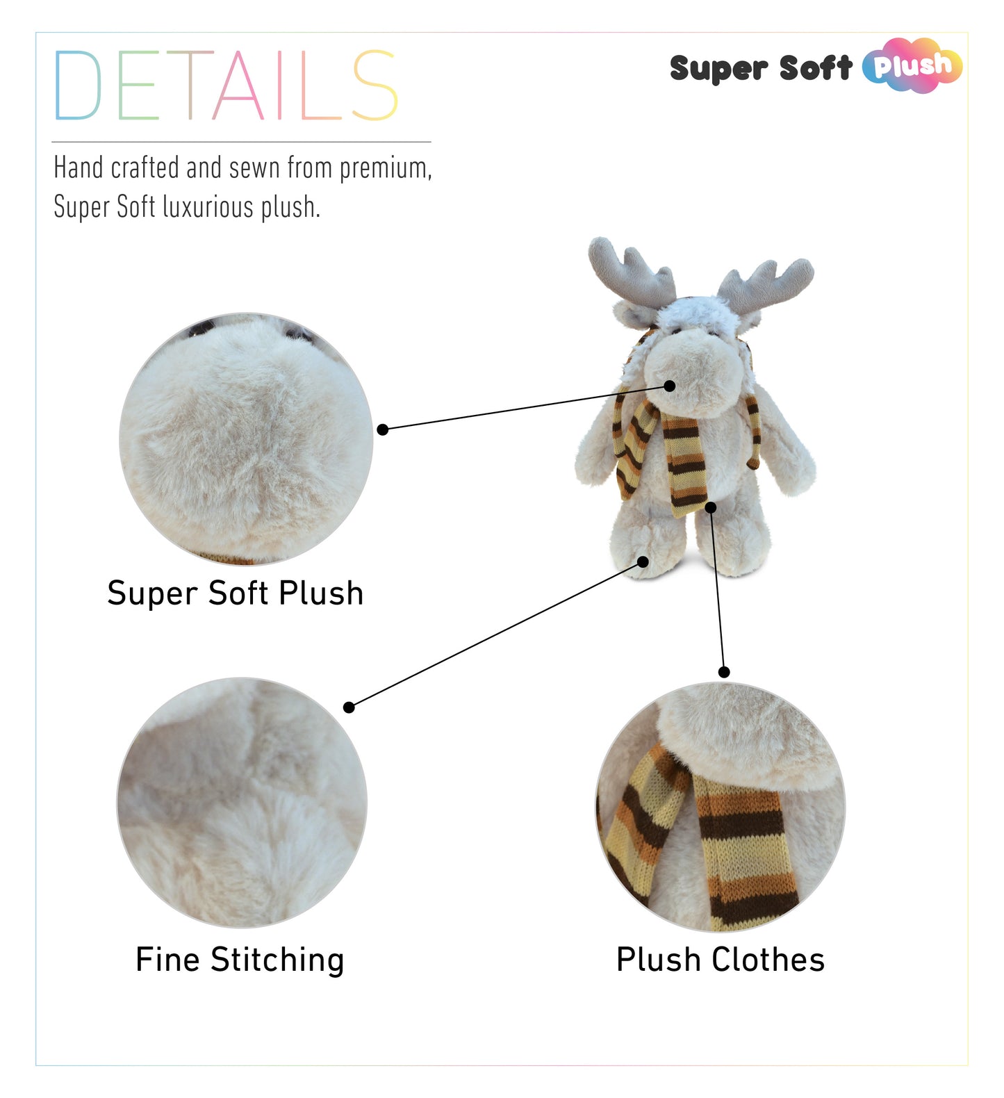 SUPER SOFT PLUSH WITH CLOTHES  - STANDING MOOSE