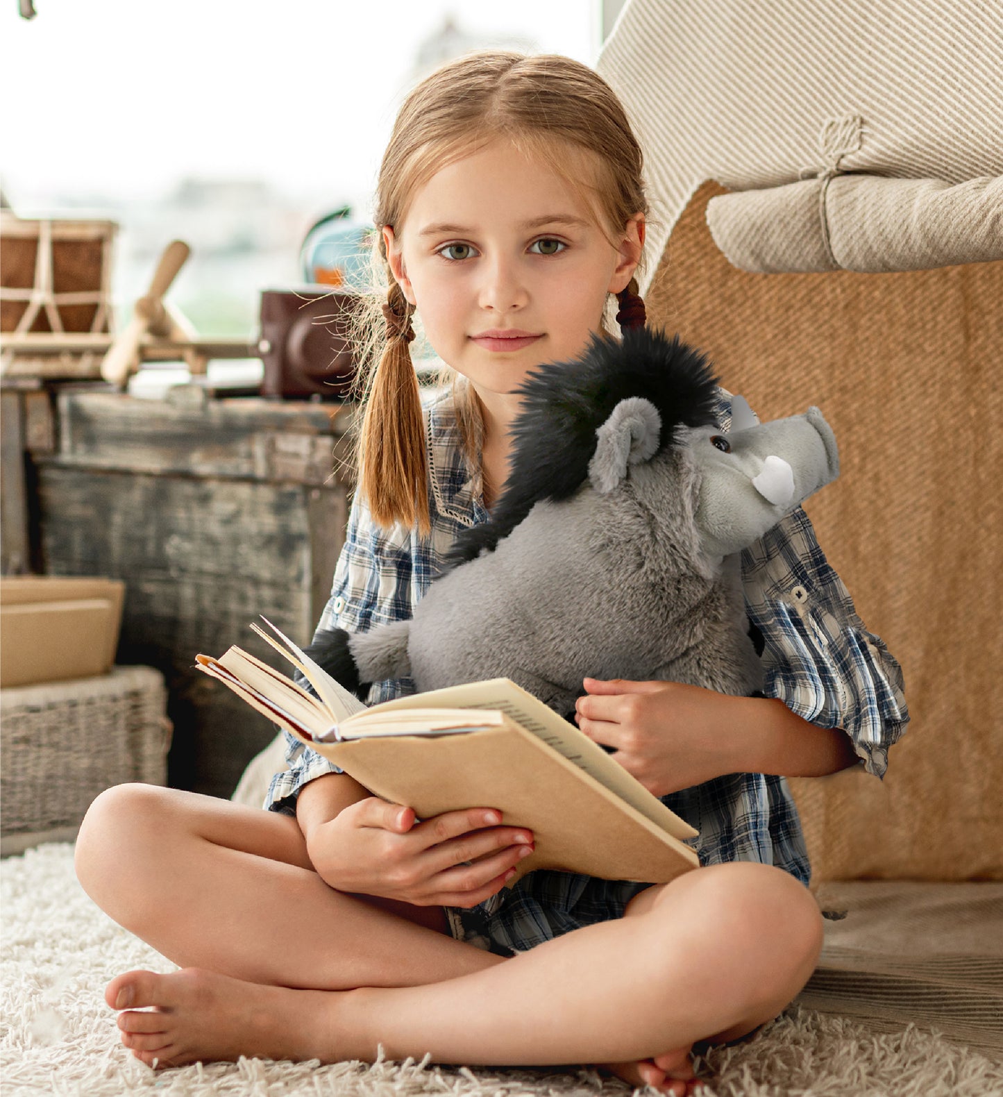 SUPER-SOFT PLUSH - GREY BOAR 7.5"