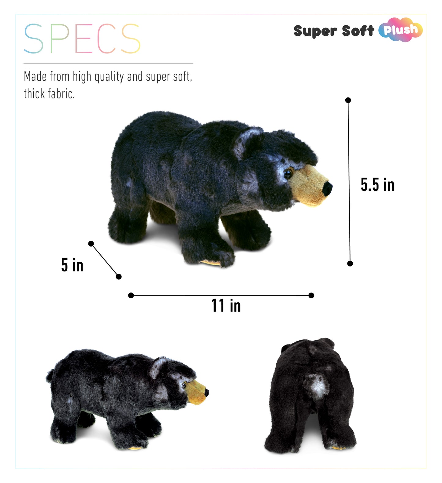 SUPER SOFT PLUSH - STANDING WILD BLACK BEAR