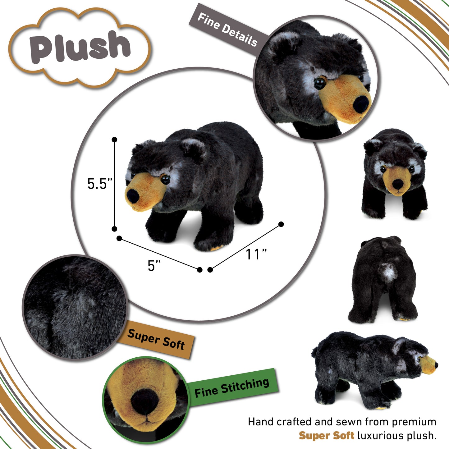 SUPER SOFT PLUSH - STANDING WILD BLACK BEAR