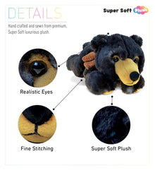 SUPER SOFT PLUSH - LYING WILD BLACK BEAR