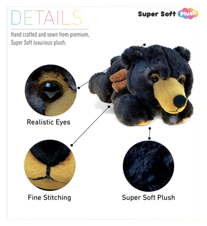 SUPER SOFT PLUSH - LYING WILD BLACK BEAR