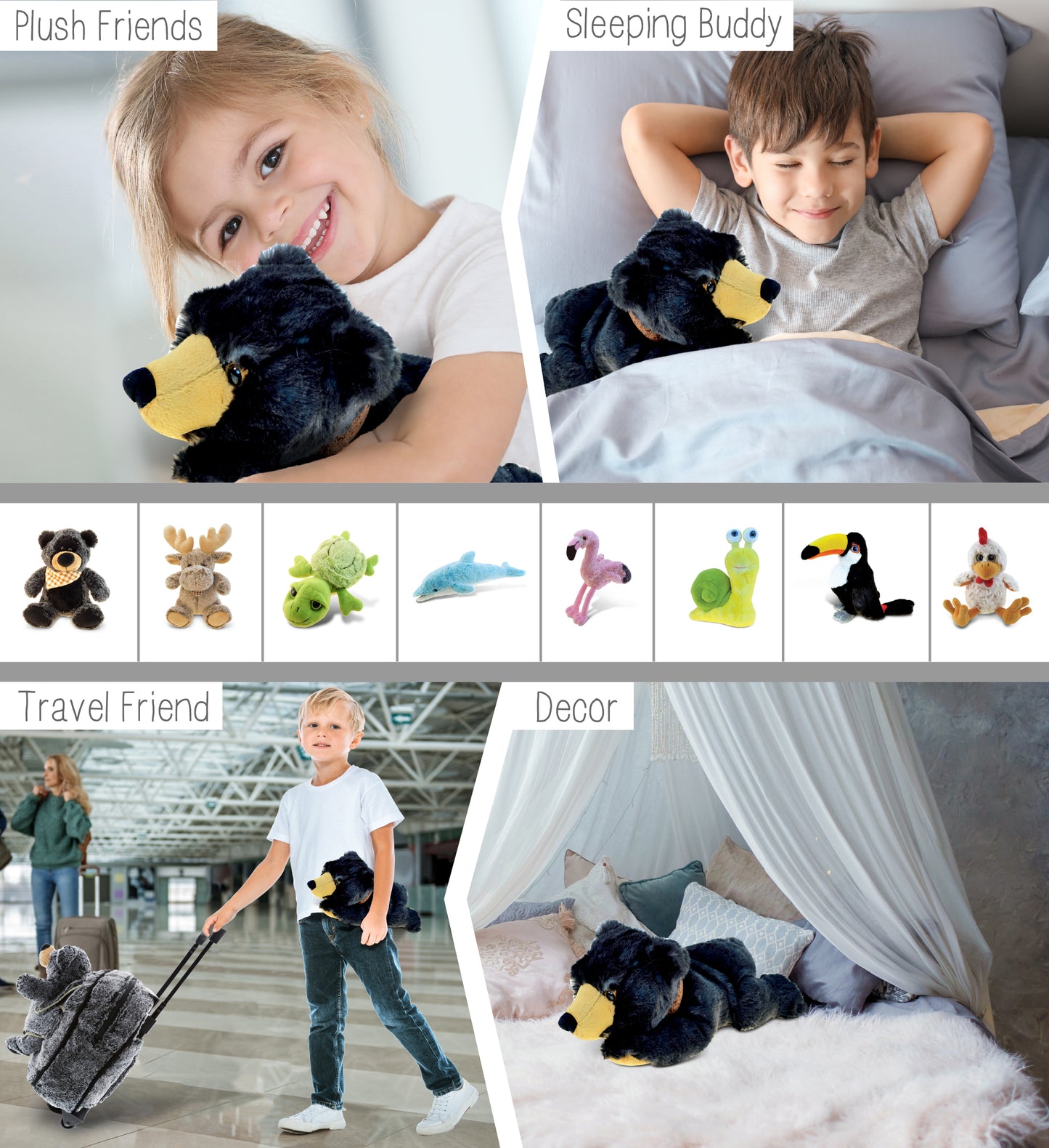 SUPER SOFT PLUSH - LYING WILD BLACK BEAR