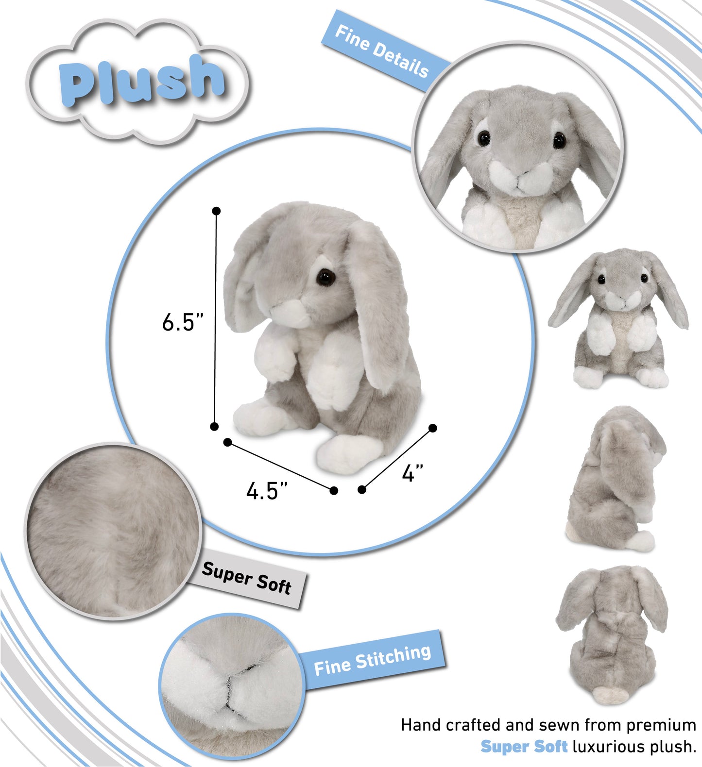 SUPER SOFT PLUSH - GREY RABBIT