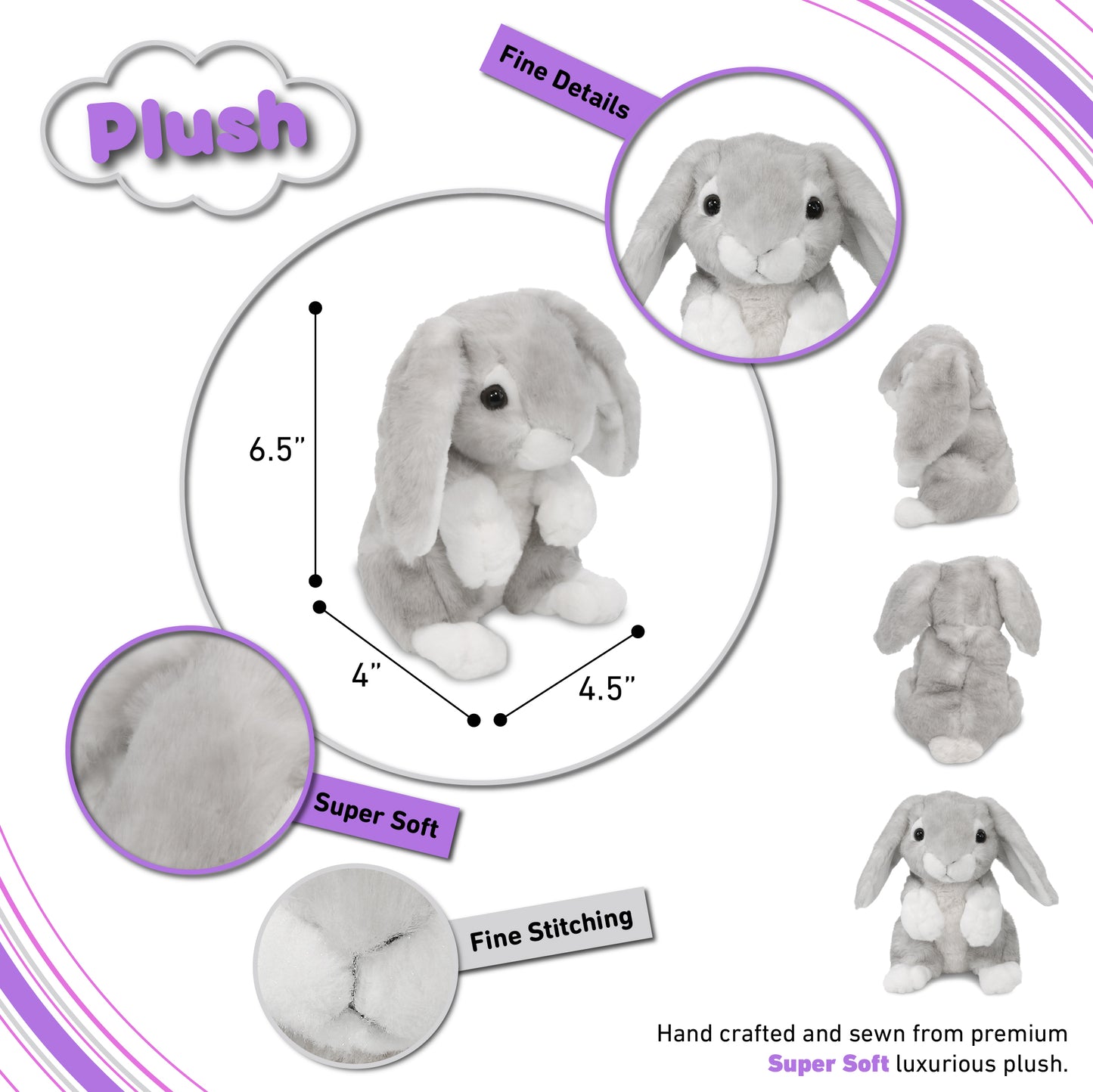 SUPER SOFT PLUSH - GREY RABBIT