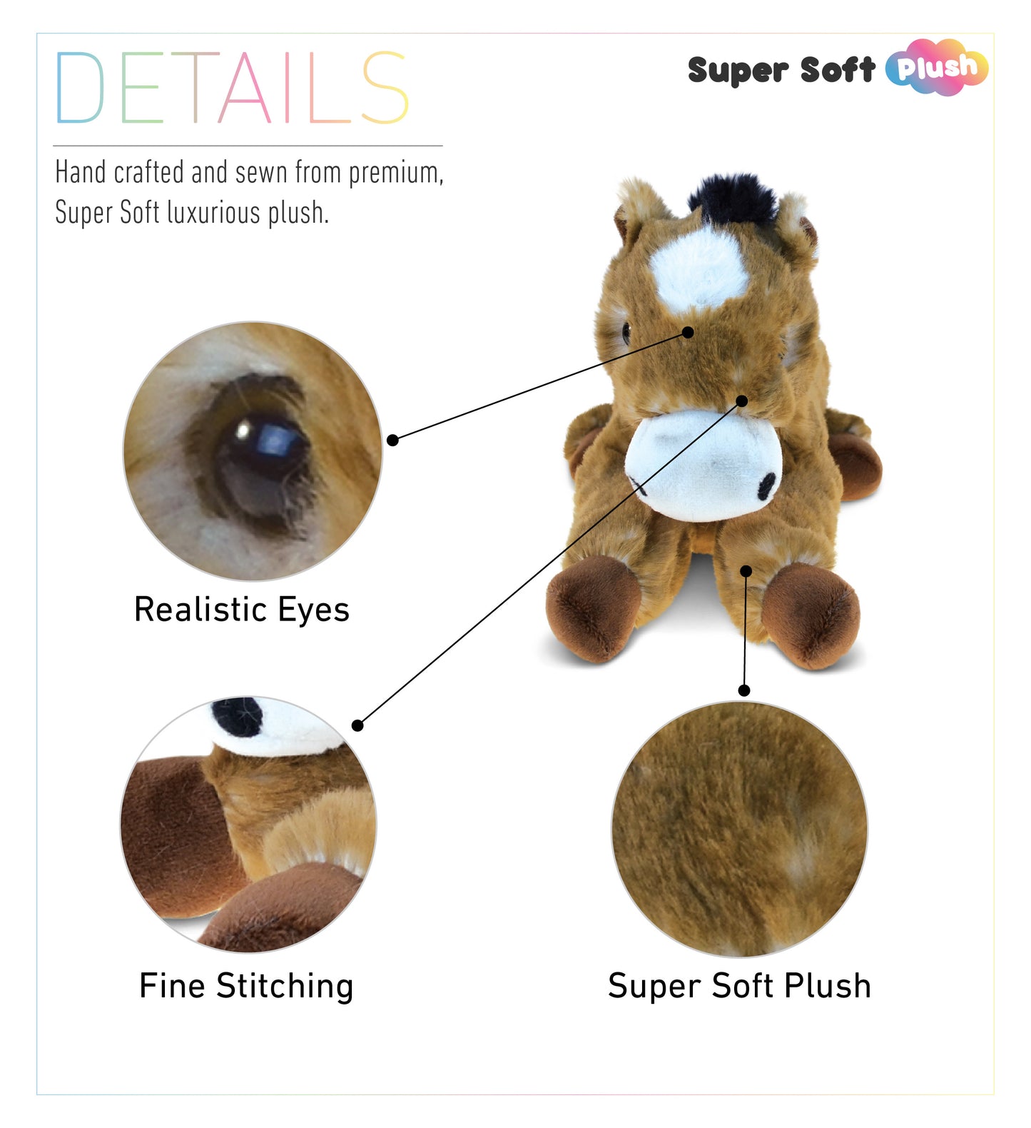 SUPER SOFT PLUSH - LYING BROWN HORSE