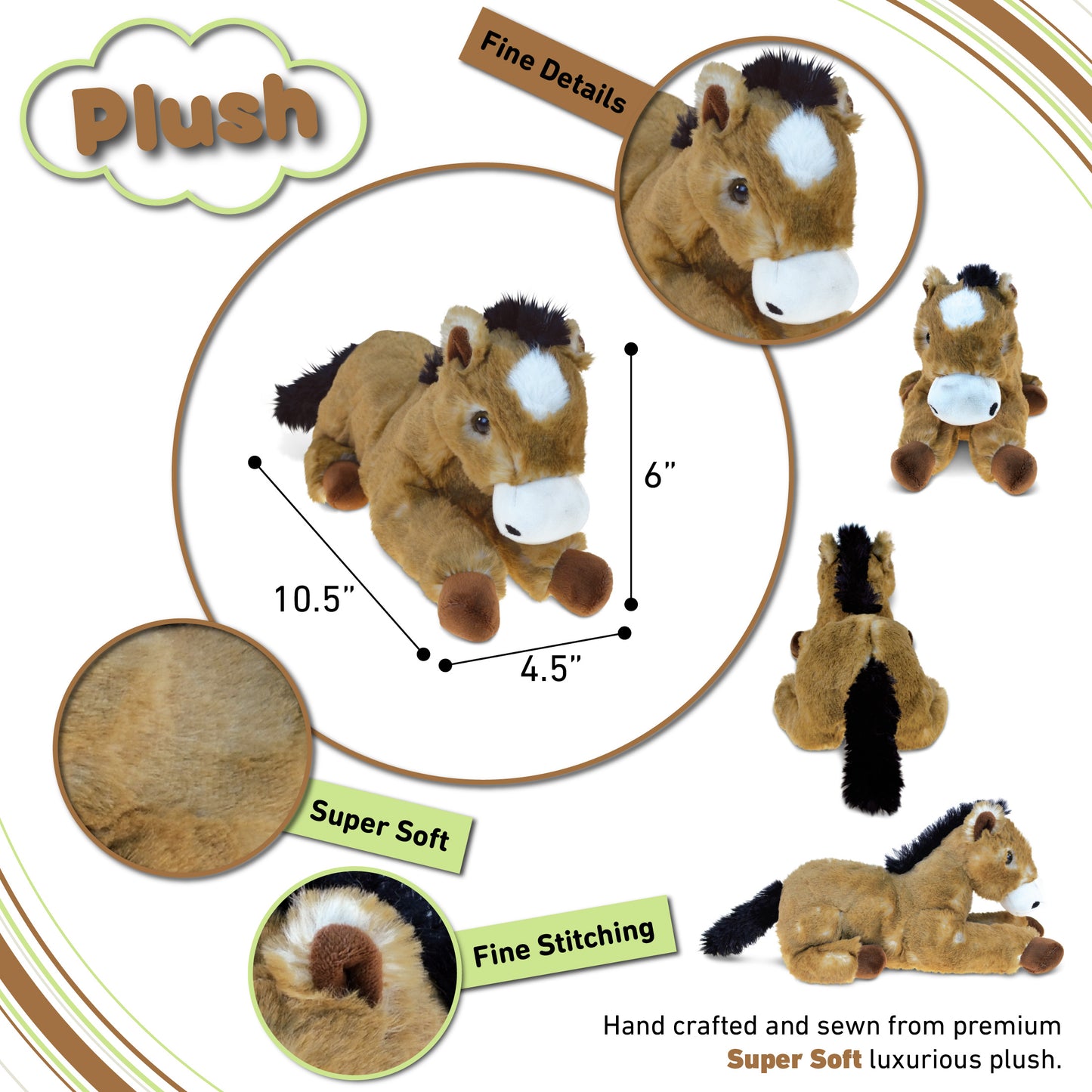 SUPER SOFT PLUSH - LYING BROWN HORSE