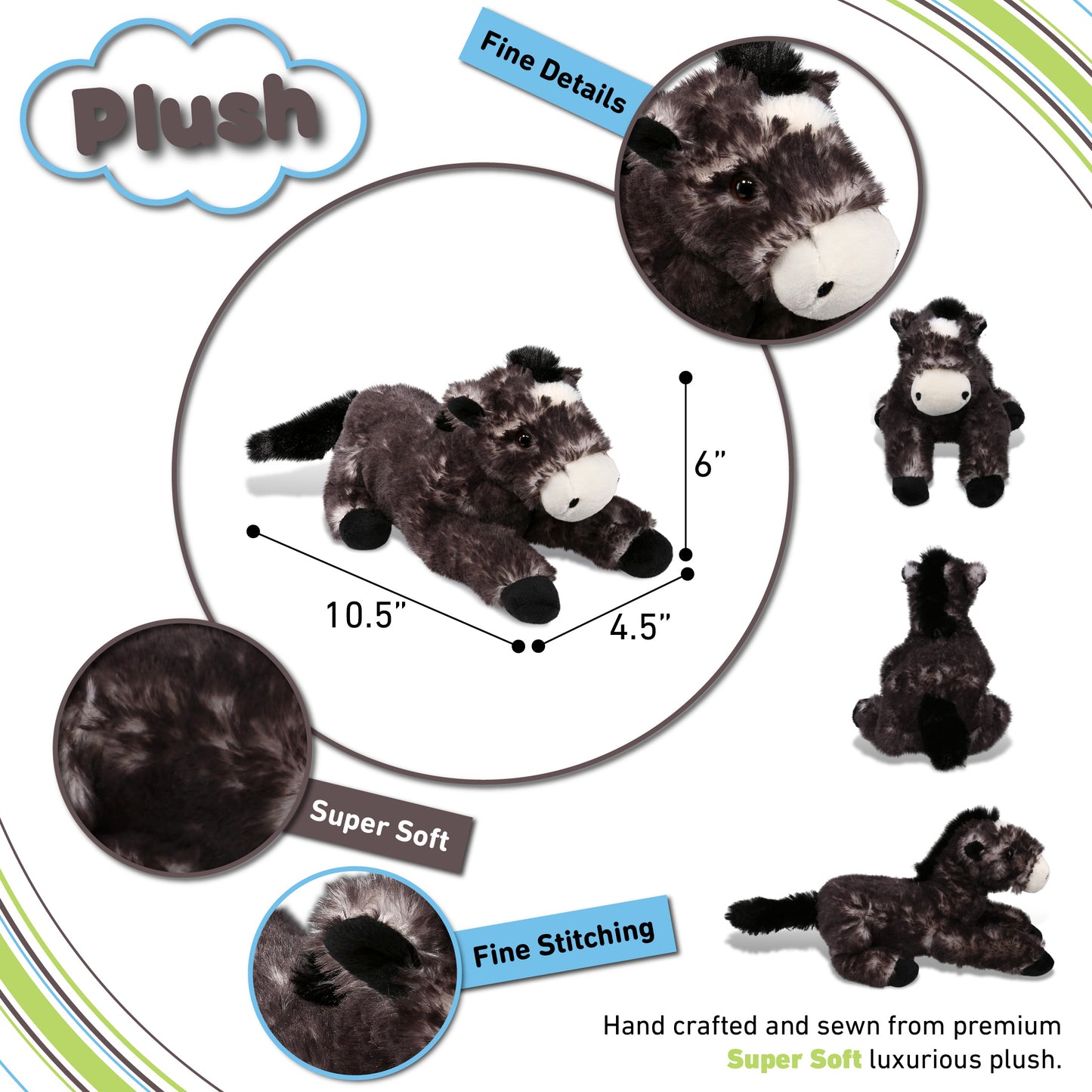 SUPER SOFT PLUSH - LYING BLACK HORSE
