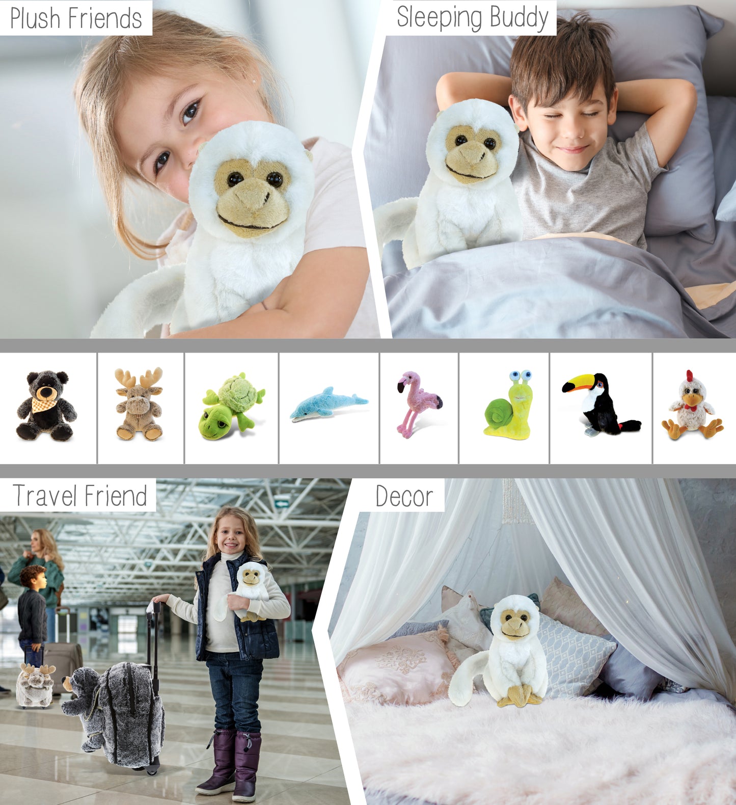 SUPER SOFT PLUSH - WHITE SQUIRREL MONKEY