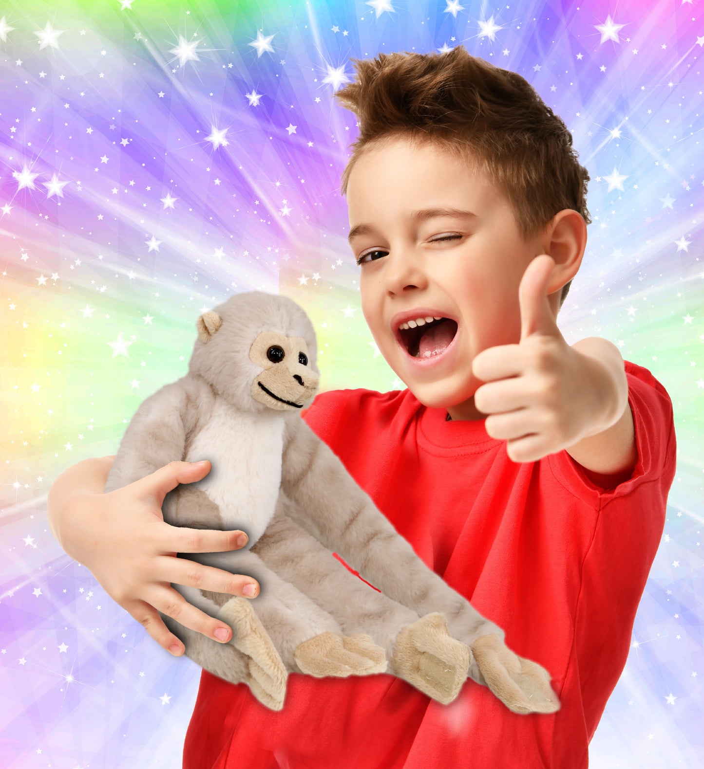 SUPER SOFT PLUSH - LONG ARM HANGING WHITE SQUIRREL MONKEY