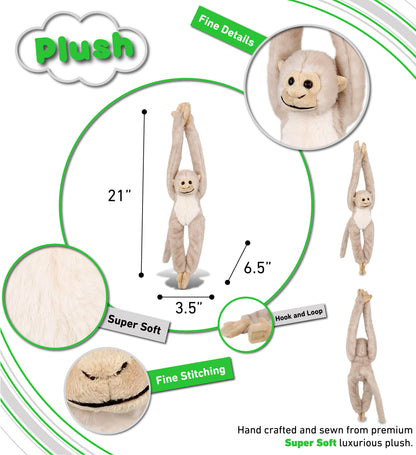 SUPER SOFT PLUSH - LONG ARM HANGING WHITE SQUIRREL MONKEY