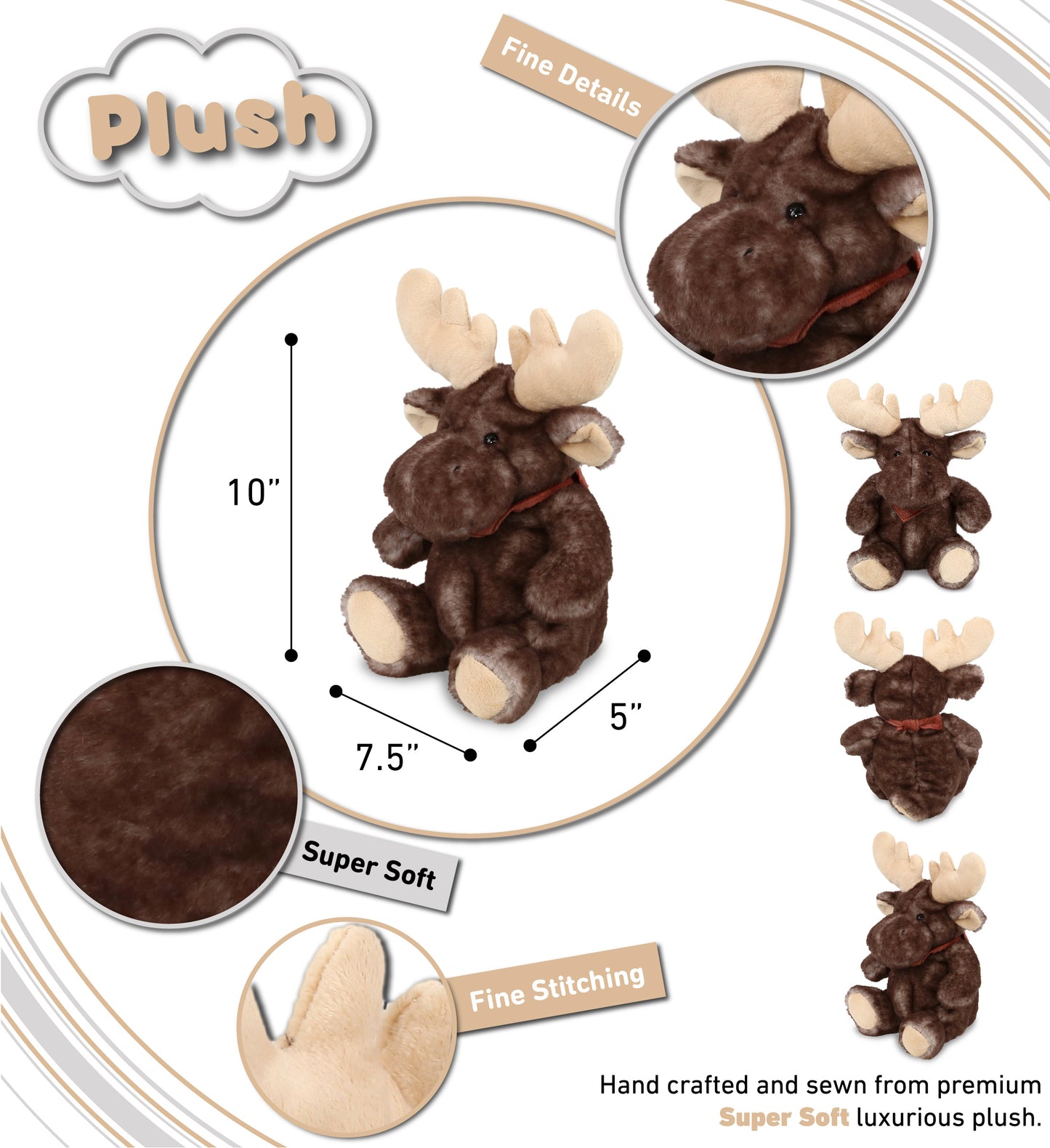 SUPER SOFT PLUSH - BROWNISH SITTING MOOSE